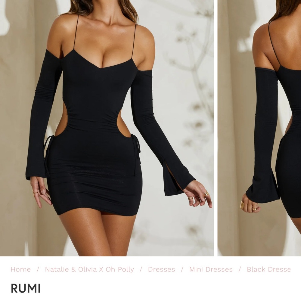 Oh Polly Black Ruched Cut out Mini dress